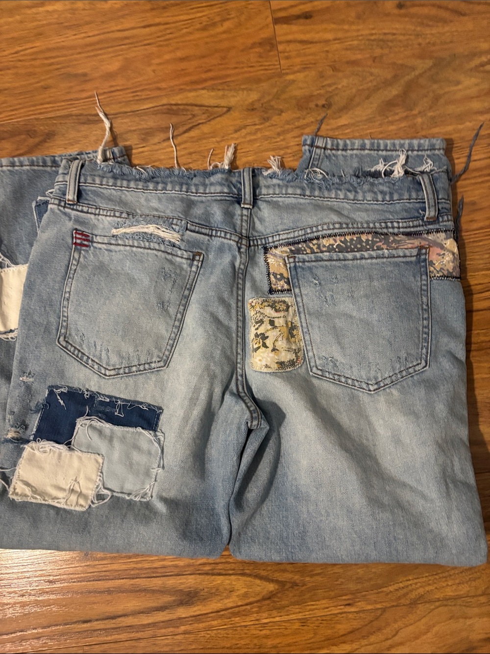 BDG Light Blue Distressed Patchwork Jeans - Picture 5 of 7